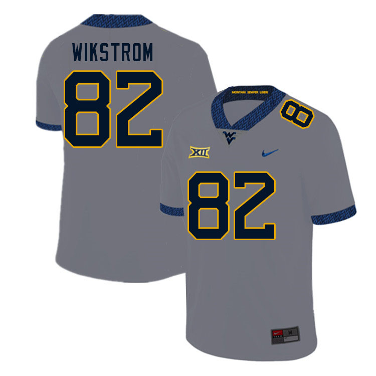 Men #82 Victor Wikstrom West Virginia Mountaineers College Football Jerseys Sale-Gray